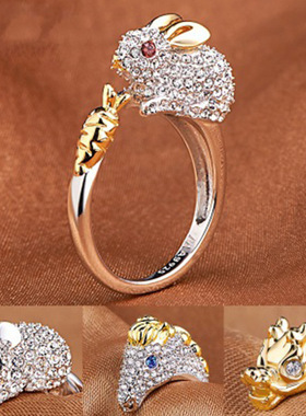 男女铜国风生肖饰品戒指