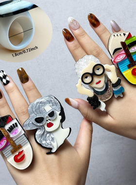 亚克力酷酷风搞怪恶趣味人脸戒指