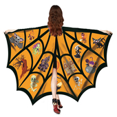 万圣节亚克卡仕巫婆翅膀成人圣诞节南瓜骷髅印花大人演出披风 包邮