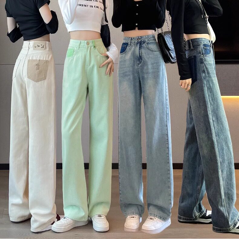 宽窄超显瘦阔腿牛仔裤女2024新款大码小个子宽松高腰九分直筒裤潮 - 实物图