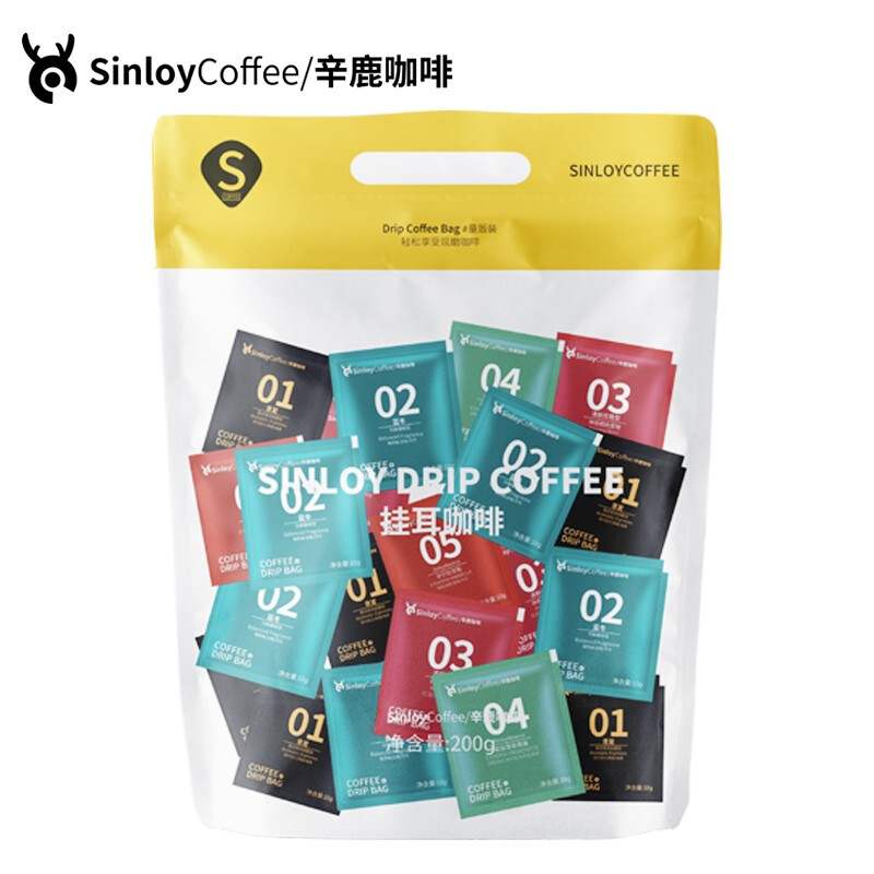 新款 sinloy/辛鹿挂耳咖啡混合装(蓝山/意式/樱桃蜜柚/英杯200g