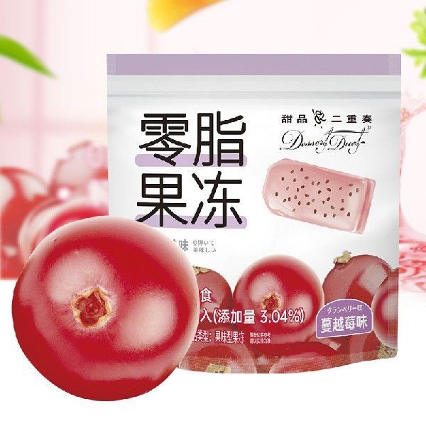 EDO pack 蒟蒻0脂奇亚籽果汁果冻 蔓越莓味180g/袋 休闲零食下午