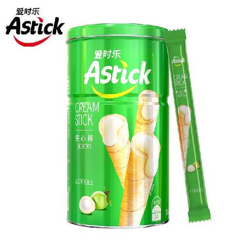 爱时乐（Astick）椰香味夹心棒(注心饼干）蛋卷威化饼干休闲零食