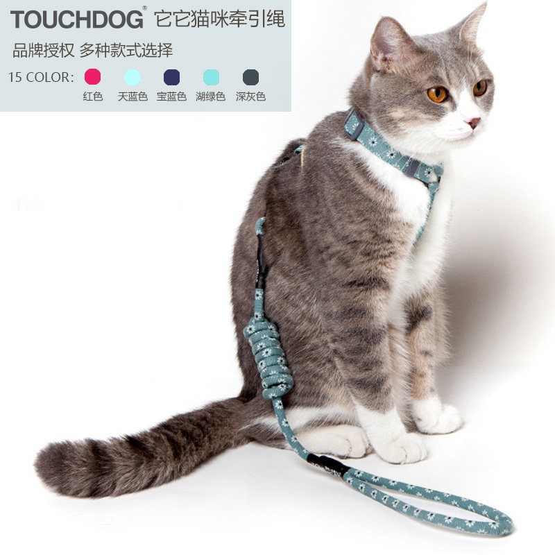 touchcat它它新款猫咪牵引溜猫绳防逃脱栓小猫绳子胸背可调节宠物