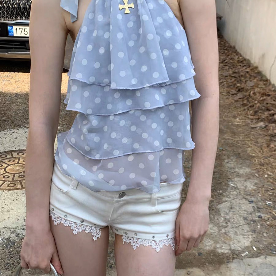美式辣妹低腰镶钻蕾丝边牛仔超短裤女夏季新款修身显瘦包臀热裤潮