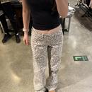 潮 美式 辣妹复古豹纹印花低腰牛仔裤 女2025春款 设计感宽松阔腿长裤