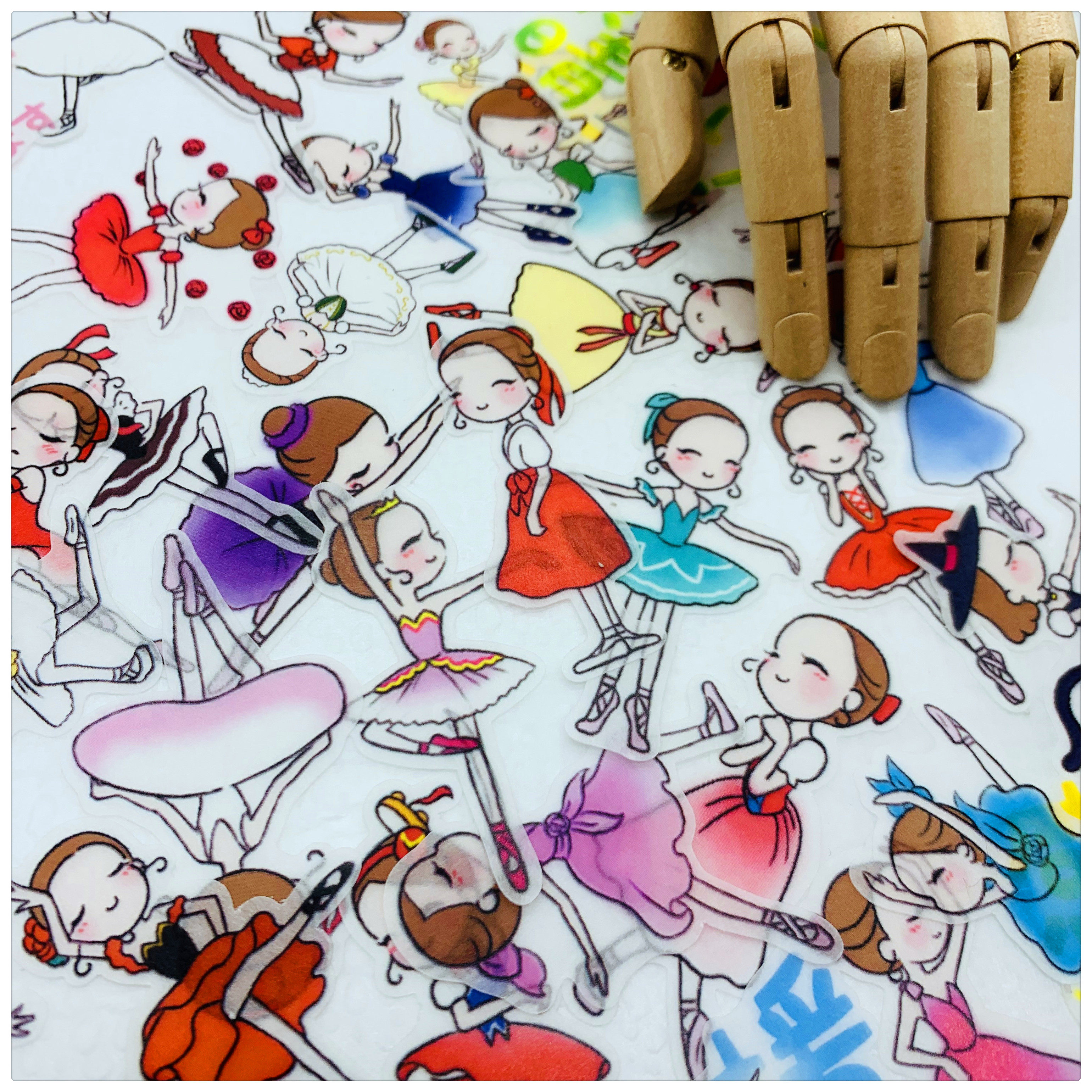 手帐贴纸包 舞蹈 芭蕾舞小女孩第一弹39枚入 手账贴纸 25元包邮