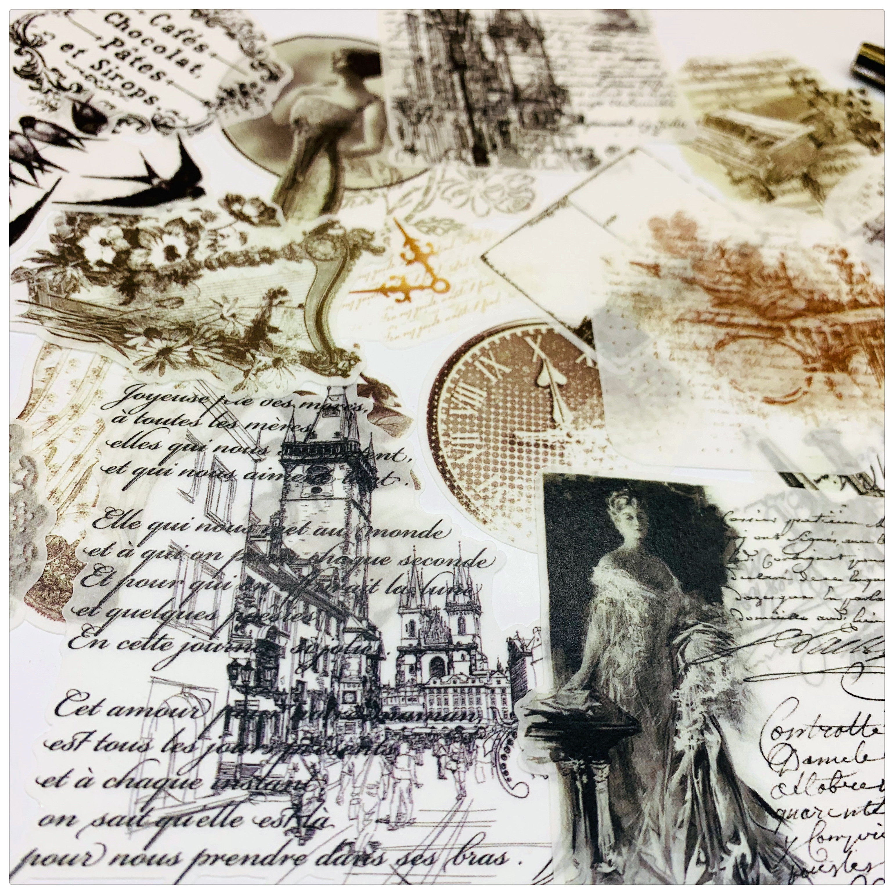 junk journal 复古手帐素材 旧报纸书页 和纸贴纸 tn手账25元包邮