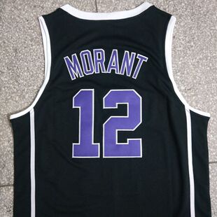 贾-莫兰特高中12号黑色刺绣无袖球衣 篮球训练服 男女运动背心