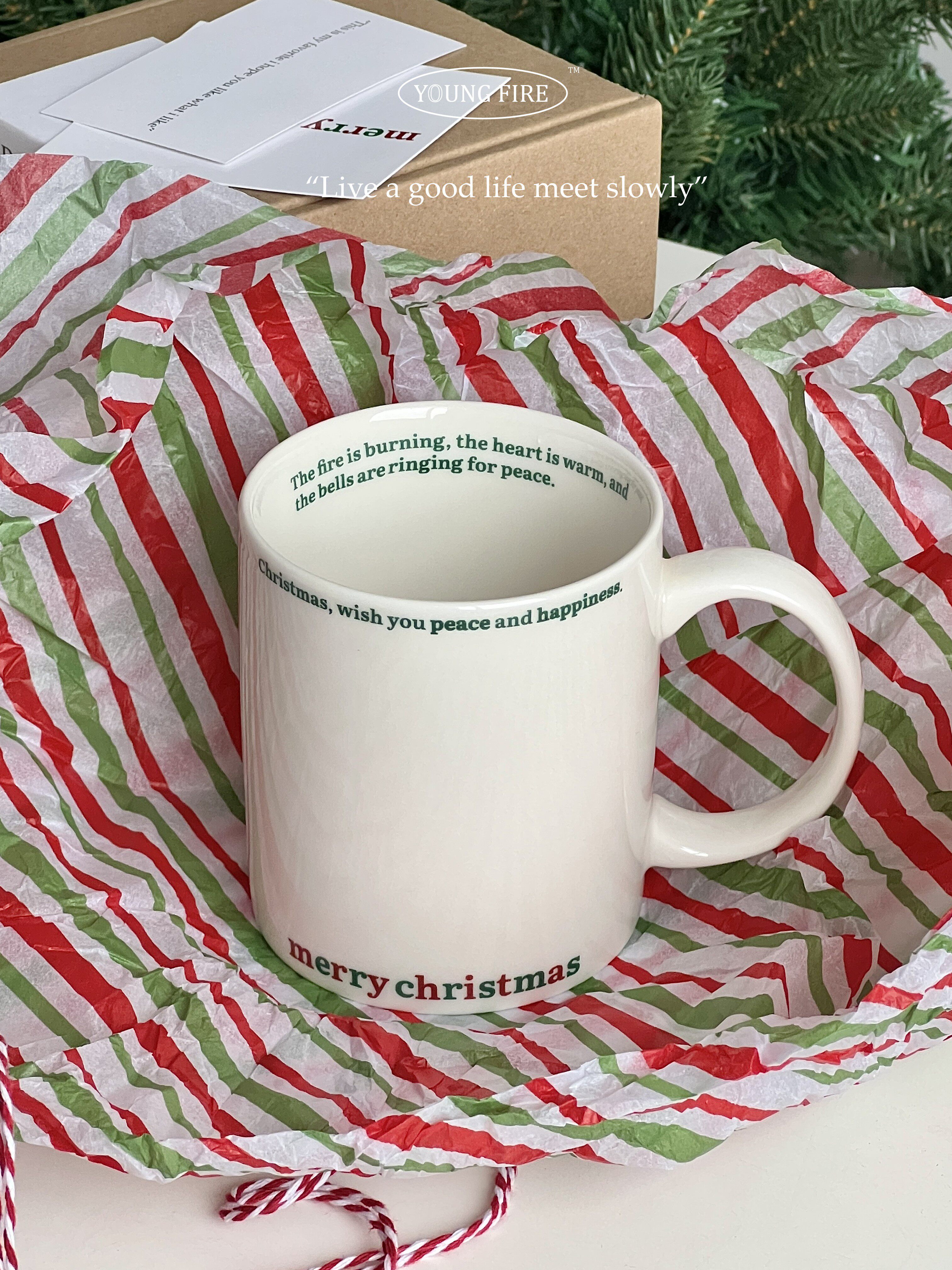 YOUNGFIRE原创圣诞礼物英文字母陶瓷马克杯简约小众节日咖啡水杯,餐饮具,马克杯,淘宝优惠券,粉丝福利购,淘宝优惠卷
