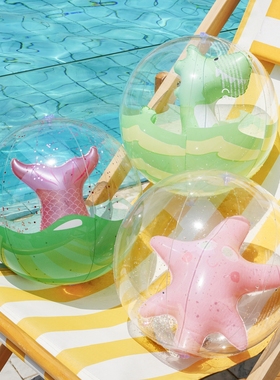 网红美人鱼独角兽充气沙滩球儿童戏水球水上玩具球拍照布置道具