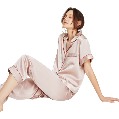 短袖长裤真丝家居服睡衣