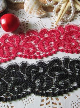 L7 静谧*外单精致黑色红色水溶花边 服装裙子蕾丝手链项链辅料5cm