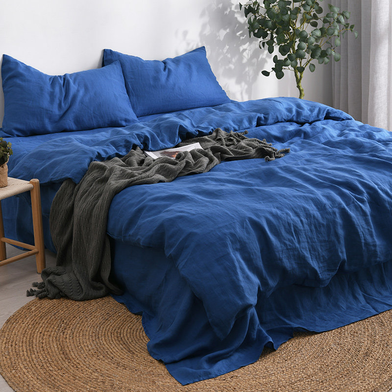 喜屋(sherwood)天然汉麻全麻酵素水洗四件套柔软纯色床上四件套