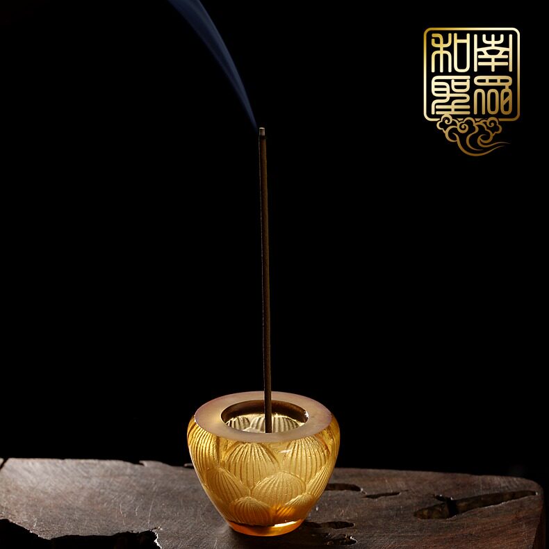 包邮家用室内薰香佛堂檀香线香插点香器古法琉璃香炉掌心小香炉