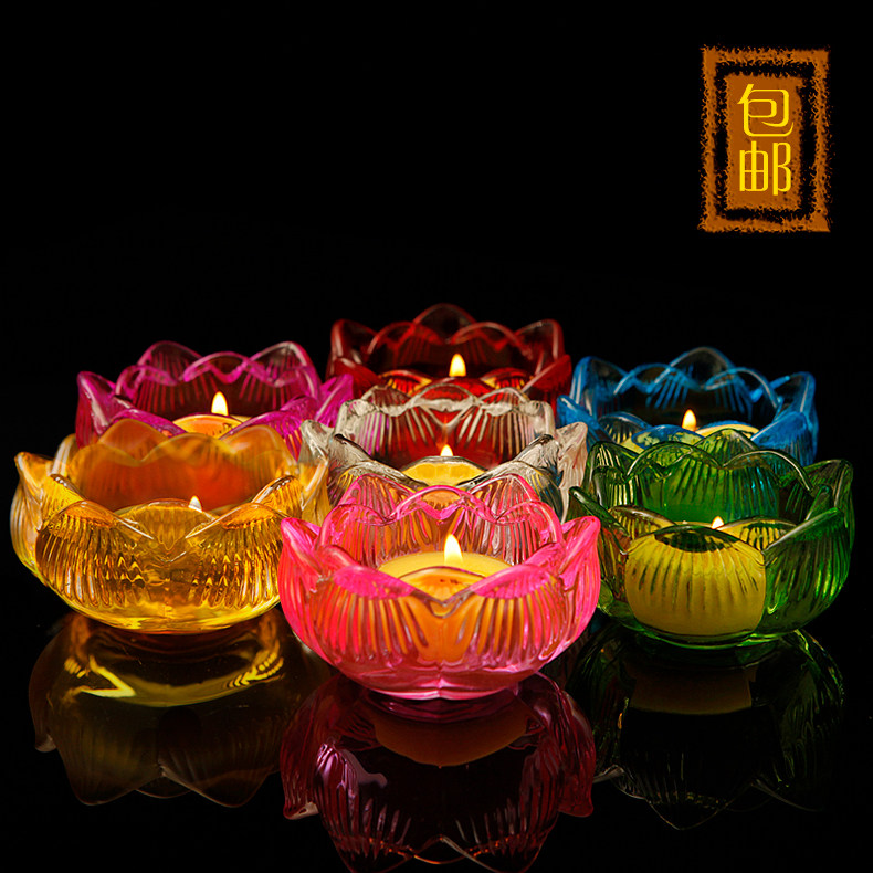 Temple Puja Butter Base Long light make offerings to Buddha Alocasia Festive lantern Imitation glass Colorful crystal Candlestickin the Home Daily , Festival/Party celebration supplies , Candlestick  category - from Buy2taobao.com to provide professional Taobao agent buy service