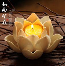 подсвечник 包邮家用佛堂陶瓷酥油粒烛台酥油灯座供佛观音莲花灯白瓷莲花烛台