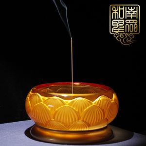 佛家圣物佛堂供具盘香炉线香炉立香炉琉璃钵式檀香炉莲花供炉