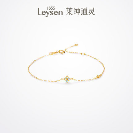 莱绅通灵珠宝 her四叶草 18K金钻石手链群镶简约正品时尚