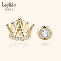 Leshan Tongling jewelry diamond earrings female Earrings asymmetric 18K Gold Earrings authentic small crown