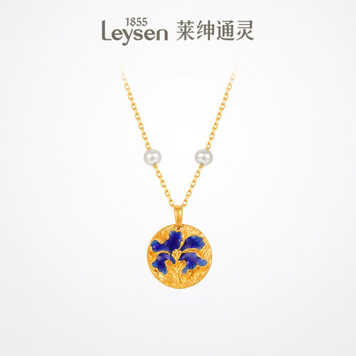 【商场同款】莱绅通灵 ART系列鸢尾 999足金黄金淡水珍珠项链