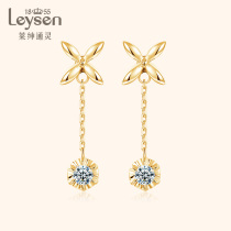 Leshan Tongling jewelry diamond earrings cross 18K gold ear line earrings the same model of Wei Da Xun in 2020