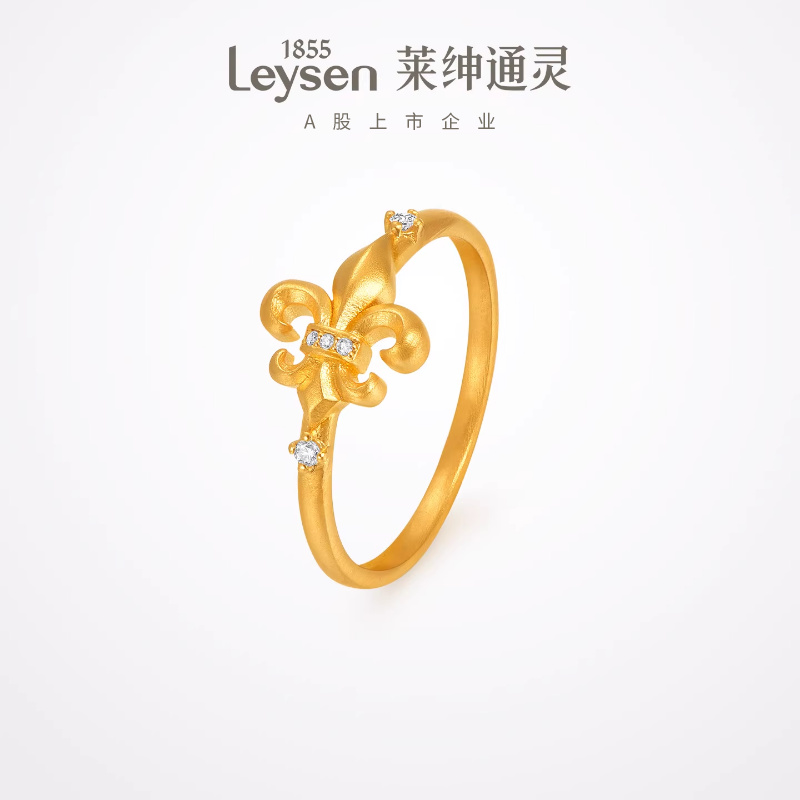 莱绅通灵传世金 鸢尾系列 鸢尾花足金钻石戒指