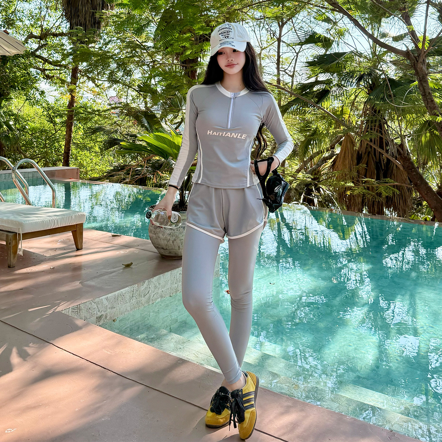分体泳衣女保守长袖长裤2026新款高级感遮肚显瘦运动海边度假泳装