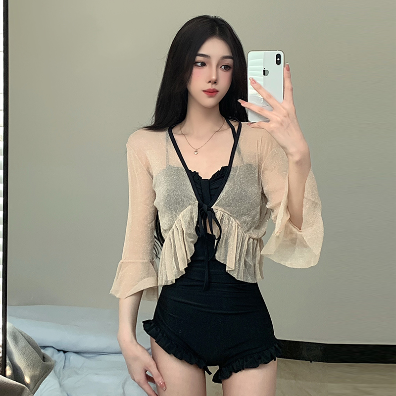 游泳衣女连体两件套遮肚温泉泳装