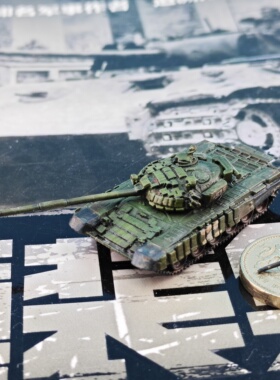 1/144(约7厘米)预涂装金属铸造俄罗斯T72b军绿色主战坦克成品模型