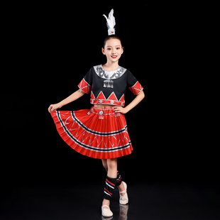 三月三广西壮族演出服少数民族服装女童侗族黎族表演服3月3舞蹈服