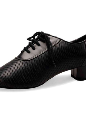 ADSdance女摩登舞鞋练习鞋国标舞教师鞋直板底室内华尔兹黑色牛皮