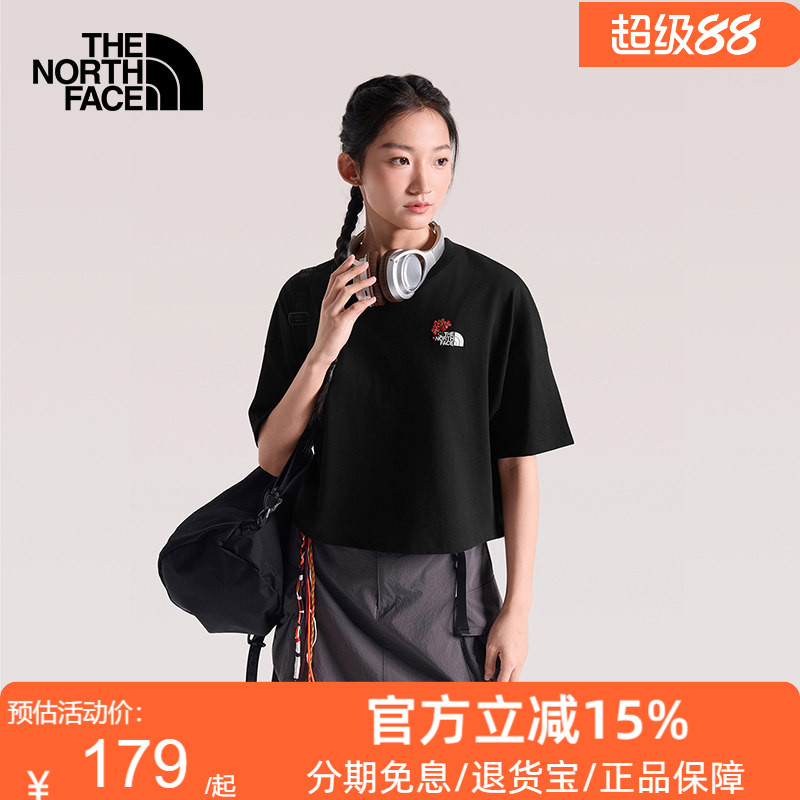 北面短袖女T恤纯棉短款运动上衣户外透气新款TheNorthFace|8GXA图片