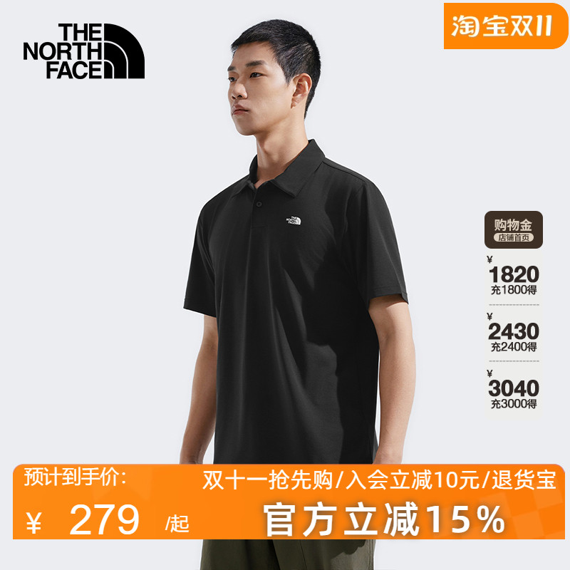 TheNorthFace北面翻领短袖休闲T恤polo衫男2025春夏户外透气8EY5