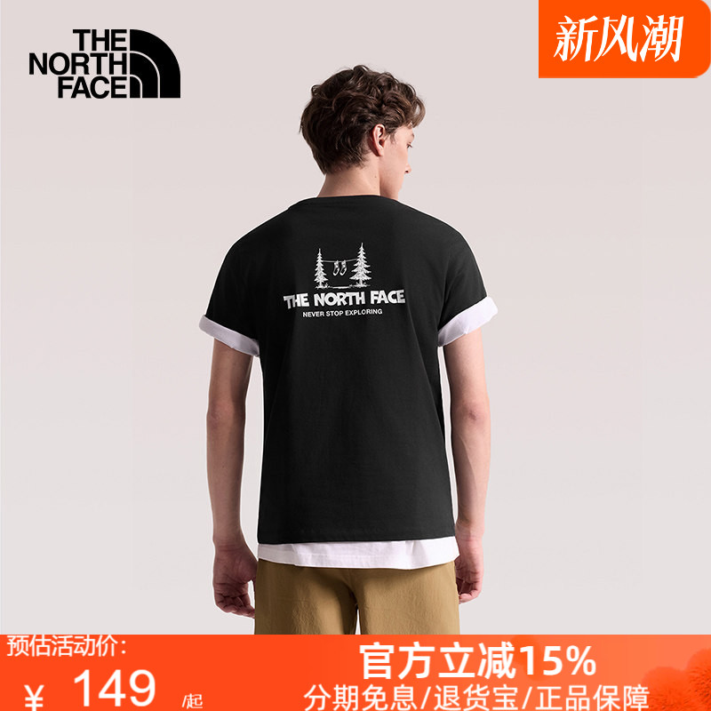 TheNorthFace北面26春夏新款男女同款棉印花短袖T恤户外透气8GVD										