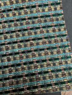 小香风布料 C家走秀款 墨绿金属色手工编织混纺粗花呢服装面料