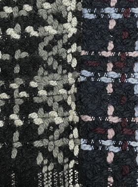 小香风布料 秋冬款 黑灰色羊毛粗花呢布料 小香风面料