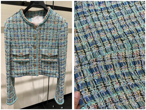 春夏新品 香奶奶同款 绿色外套连衣裙马甲面料