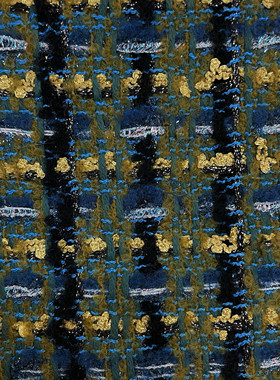 小香风布料 春秋新品 墨绿色高质感时尚编织混纺粗花呢服装面料