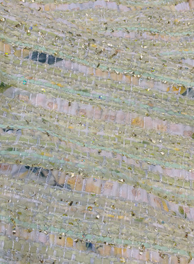 小香风布料 特种纱线 浅绿色 手工编织混纺粗花呢服装面料呀