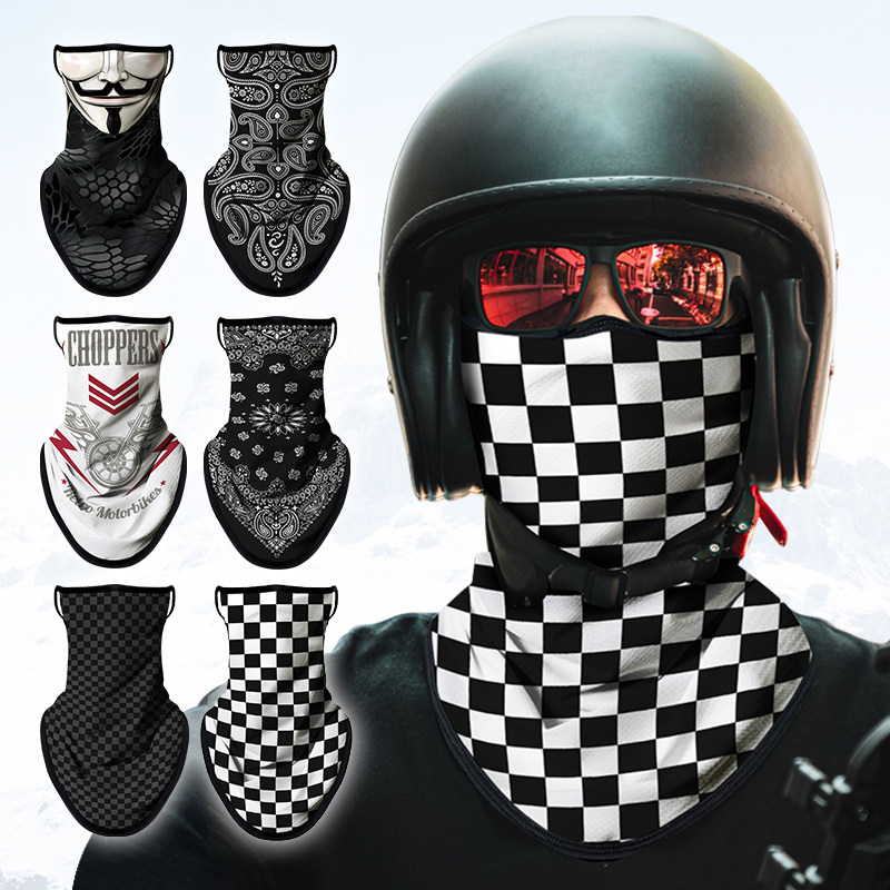 夏季骑行摩托车防晒面罩防风防紫外线围脖男护脸冰丝复古挂耳面巾