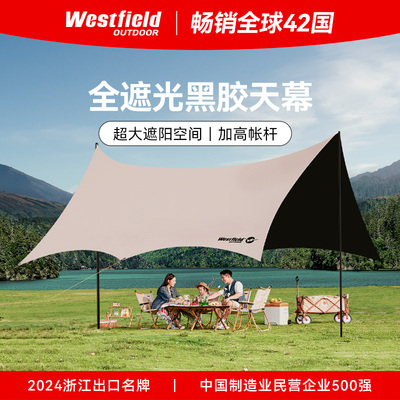【清仓】我飞黑胶天幕帐篷户外防风防晒可携式露营野营六角遮阳棚