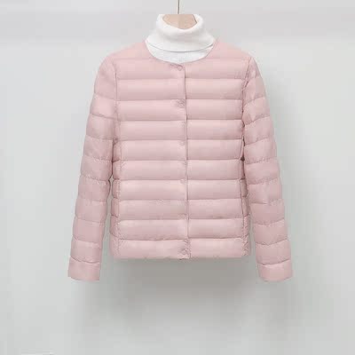 轻薄款圆领羽绒服女保暖内胆短款