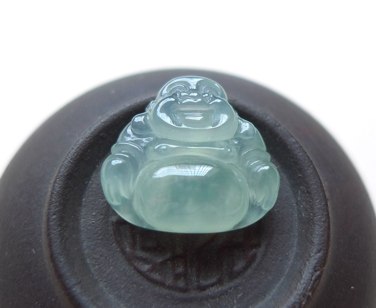 纯种小冰佛公0526 阳吉翡翠缅甸A货揭阳工天然翡翠冰种小坐佛小坠