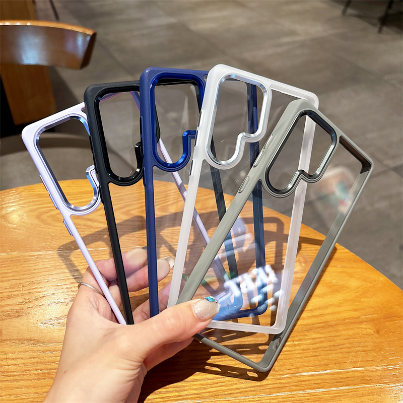适用三星GalaxyS25手机壳s24ultra滴胶DIY凹槽亚克力s24+磨砂肤感金属镜头框简约高级感透明软边硬壳防摔