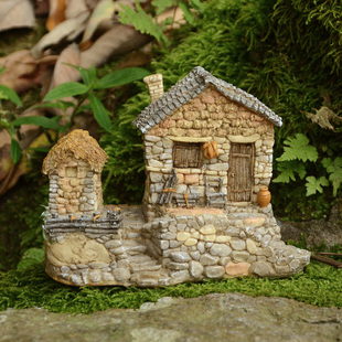 创意老房子盆景树脂摆件模型假山微景观办公室家居装 饰礼物送父亲