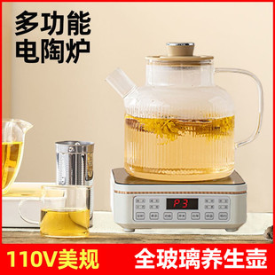 110V电陶炉全玻璃养生壶多功能大功率煮茶炉出口美国日本加拿大