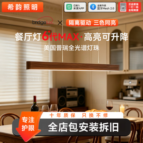 中古风普瑞全光谱护眼长条餐吊灯