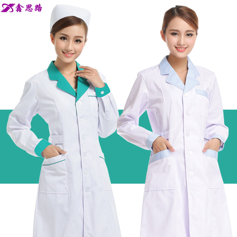鑫思路药店工作服女长袖冬装药房白大褂医生服短袖美容院护士制服