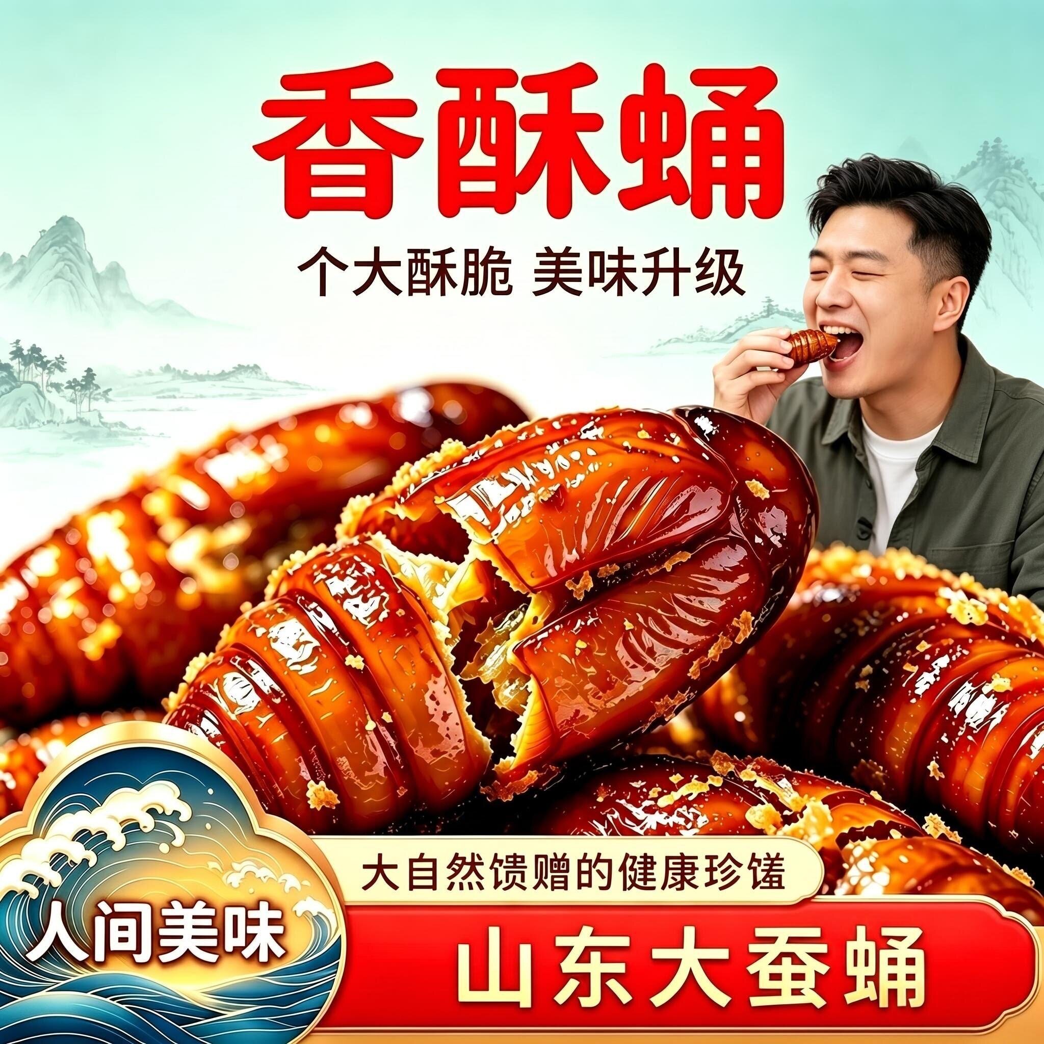 香酥蛹【山东A级大个黄蛹】柞蚕蛹油炸即食零食下酒特产蝉蛹零食